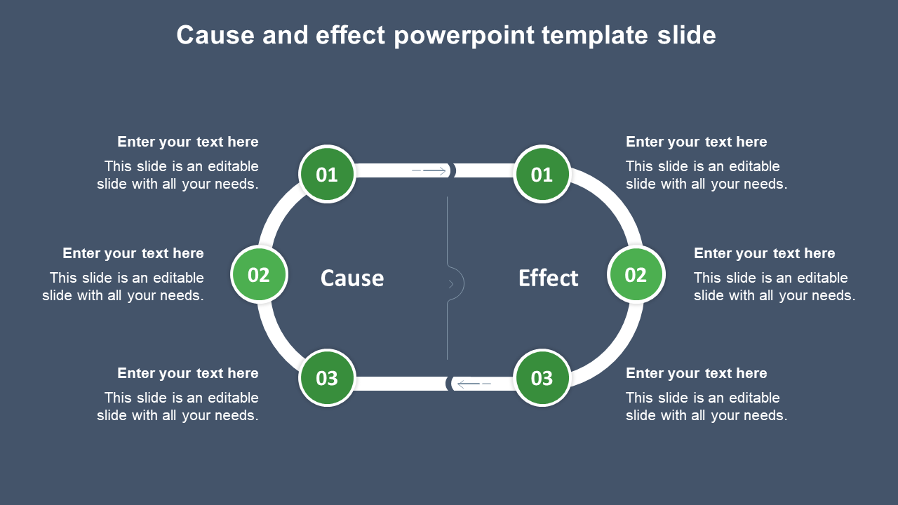 cause and effect powerpoint template slide-green